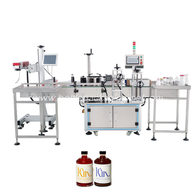 Automatic Horizontal Round Bottle Labeling Machine Top Label Applicator Machine Product Labels For Cosmetic Bottle